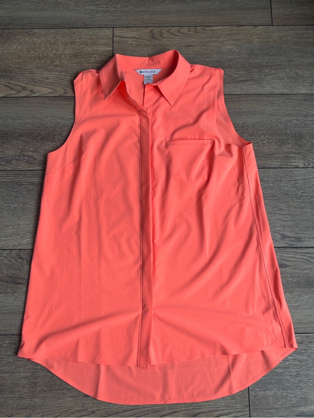 Athleta Urbanite Sleeveless Button Down Tank Top Bright Orange Sz Small #986335